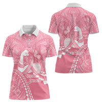 Personalised Polynesia Breast Cancer Awareness Women Polo Shirt Brave Strong Butterfly Pink Ribbon LT14 - Polynesian Pride
