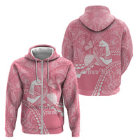 Personalised Polynesia Breast Cancer Awareness Zip Hoodie Brave Strong Butterfly Pink Ribbon LT14 - Polynesian Pride