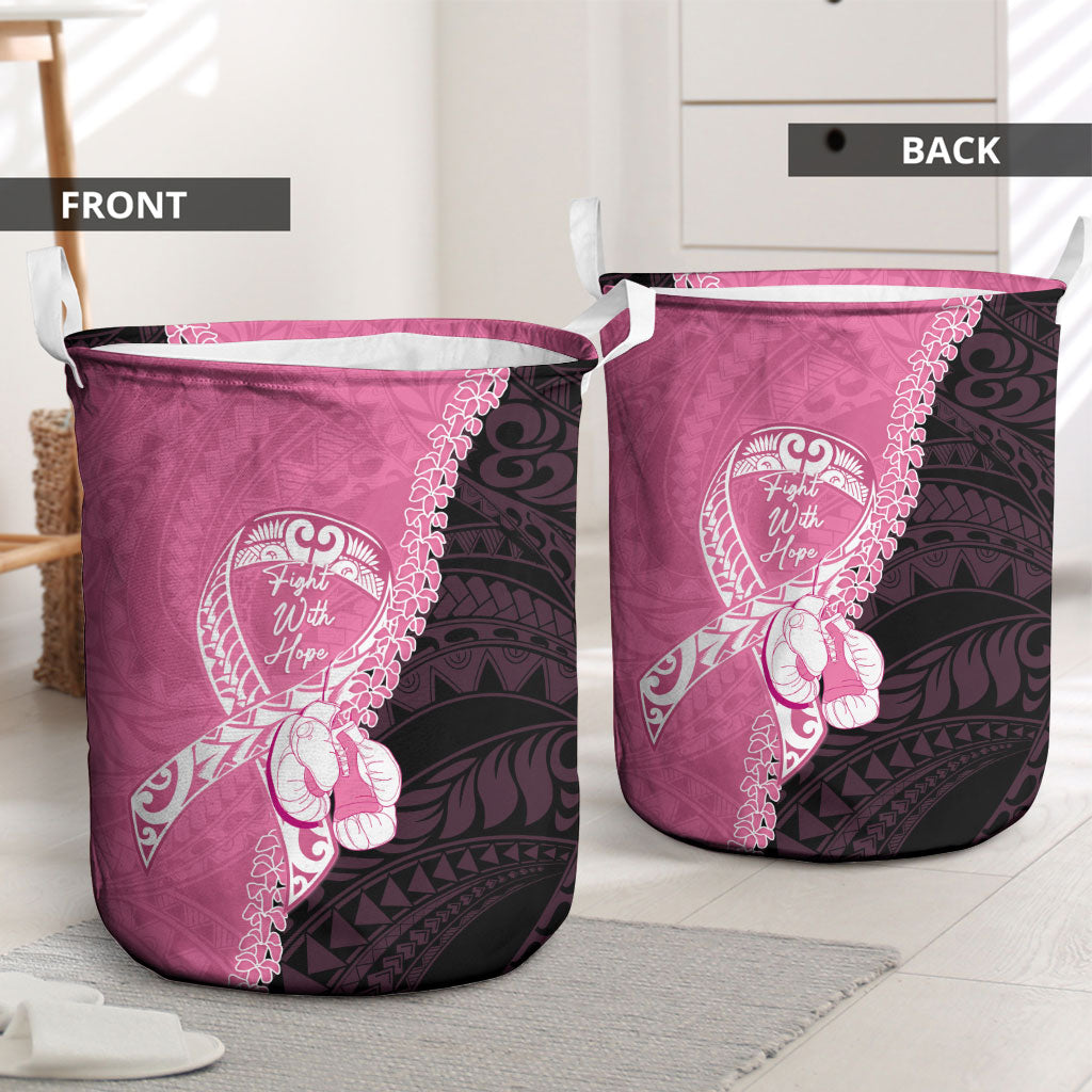 Polynesia Breast Cancer Awareness Laundry Basket Fight With Hope Pink Ribbon Boxing Gloves