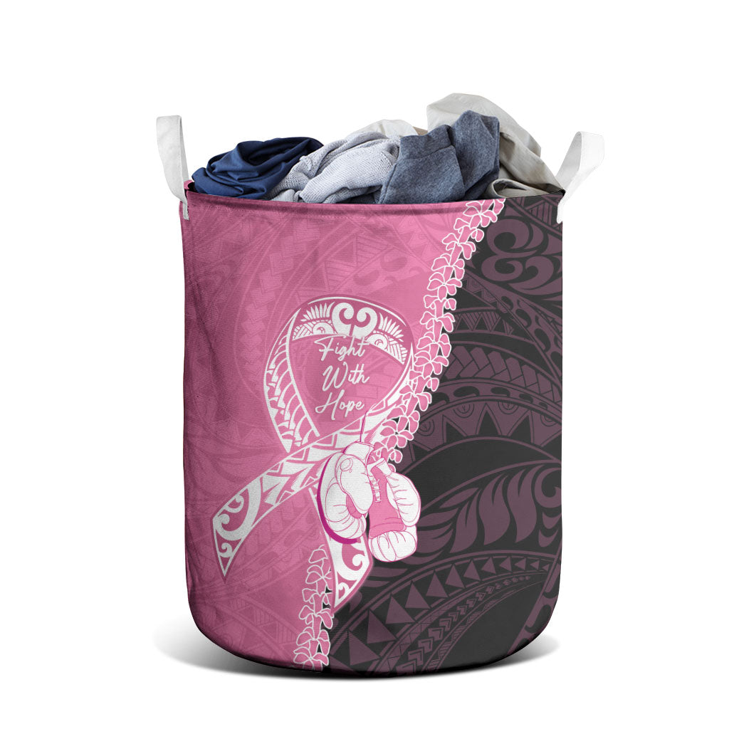 Polynesia Breast Cancer Awareness Laundry Basket Fight With Hope Pink Ribbon Boxing Gloves
