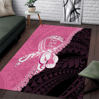 Polynesia Breast Cancer Awareness Area Rug Fight With Hope Pink Ribbon Boxing Gloves