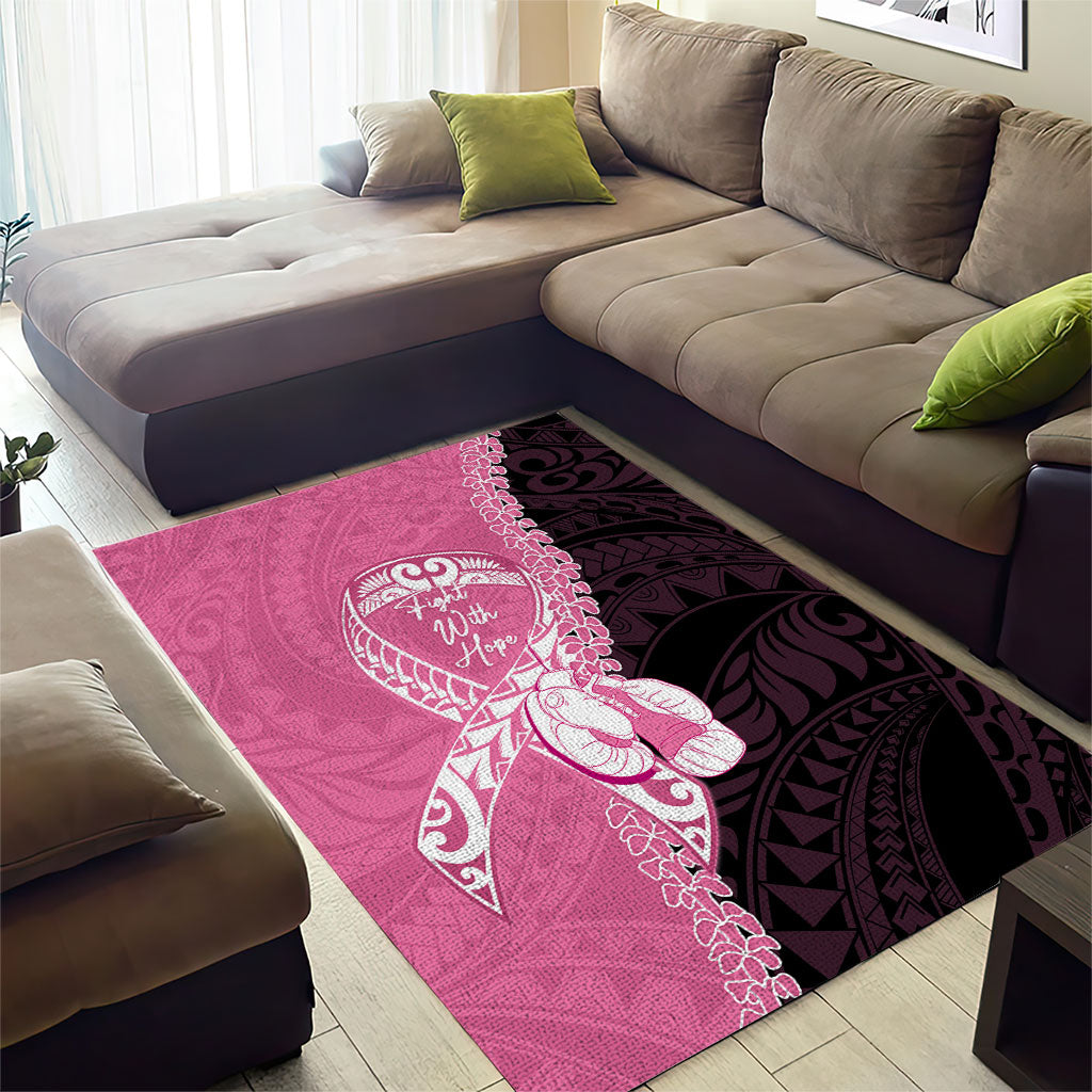 Polynesia Breast Cancer Awareness Area Rug Fight With Hope Pink Ribbon Boxing Gloves