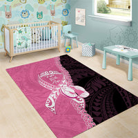 Polynesia Breast Cancer Awareness Area Rug Fight With Hope Pink Ribbon Boxing Gloves