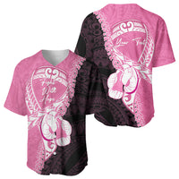 Personalised Polynesia Breast Cancer Awareness Baseball Jersey Fight With Hope Pink Ribbon Boxing Gloves