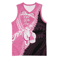 Personalised Polynesia Breast Cancer Awareness Basketball Jersey Fight With Hope Pink Ribbon Boxing Gloves