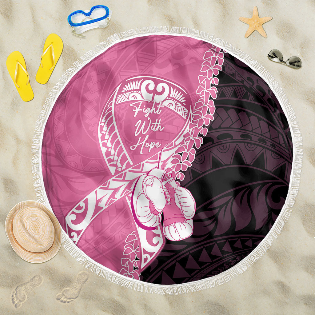 Polynesia Breast Cancer Awareness Beach Blanket Fight With Hope Pink Ribbon Boxing Gloves