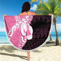 Polynesia Breast Cancer Awareness Beach Blanket Fight With Hope Pink Ribbon Boxing Gloves