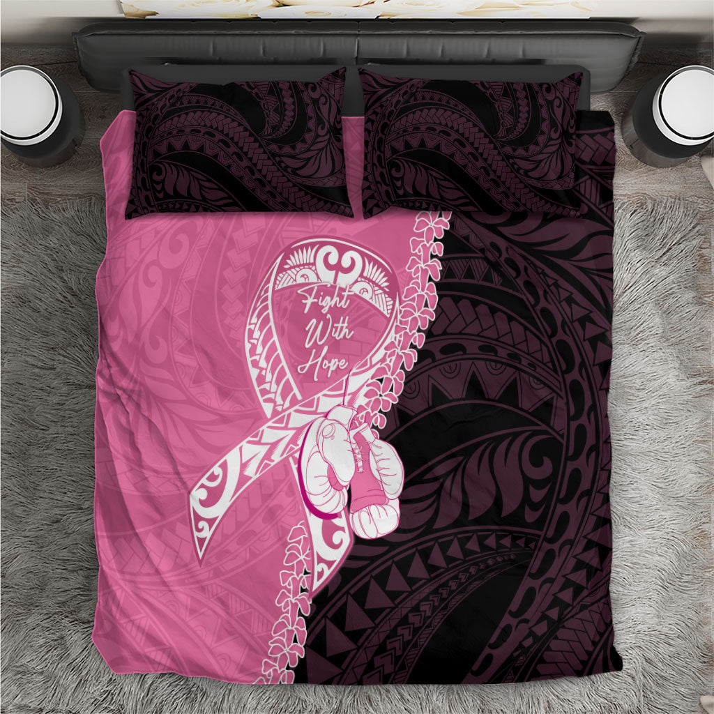 Polynesia Breast Cancer Awareness Bedding Set Fight With Hope Pink Ribbon Boxing Gloves