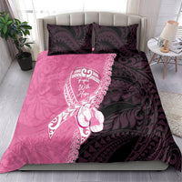 Polynesia Breast Cancer Awareness Bedding Set Fight With Hope Pink Ribbon Boxing Gloves