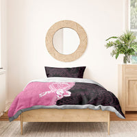 Polynesia Breast Cancer Awareness Bedding Set Fight With Hope Pink Ribbon Boxing Gloves
