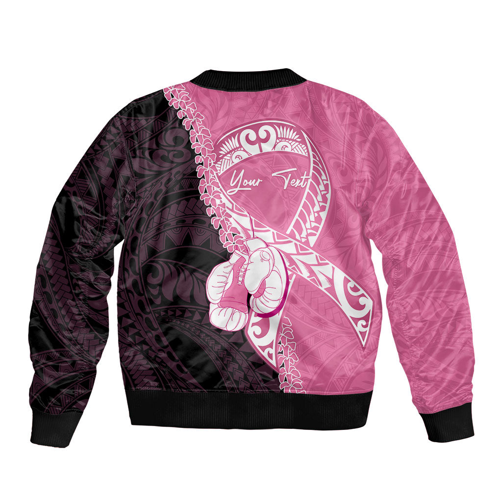 Personalised Polynesia Breast Cancer Awareness Bomber Jacket Fight With Hope Pink Ribbon Boxing Gloves