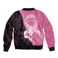 Personalised Polynesia Breast Cancer Awareness Bomber Jacket Fight With Hope Pink Ribbon Boxing Gloves