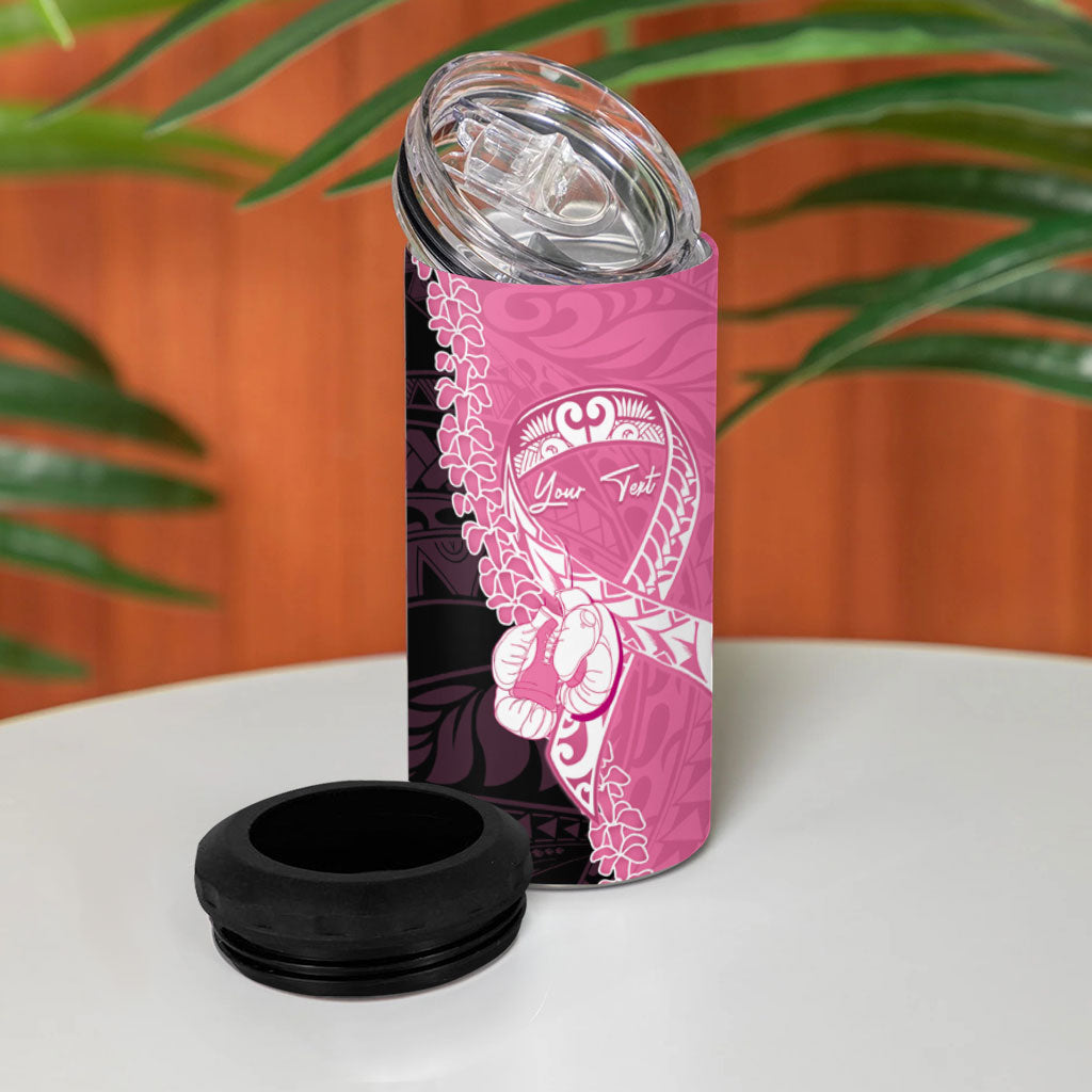 Personalised Polynesia Breast Cancer Awareness 4 in 1 Can Cooler Tumbler Fight With Hope Pink Ribbon Boxing Gloves