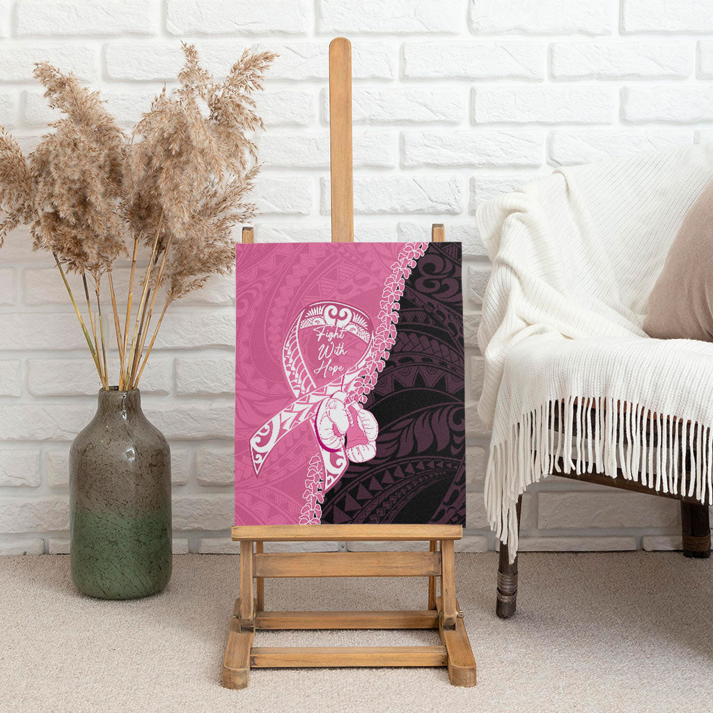 Polynesia Breast Cancer Awareness Canvas Wall Art Fight With Hope Pink Ribbon Boxing Gloves