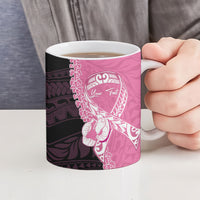 Personalised Polynesia Breast Cancer Awareness Ceramic Mug Fight With Hope Pink Ribbon Boxing Gloves