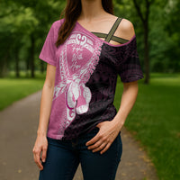 Personalised Polynesia Breast Cancer Awareness Cross Shoulder Shirt Fight With Hope Pink Ribbon Boxing Gloves