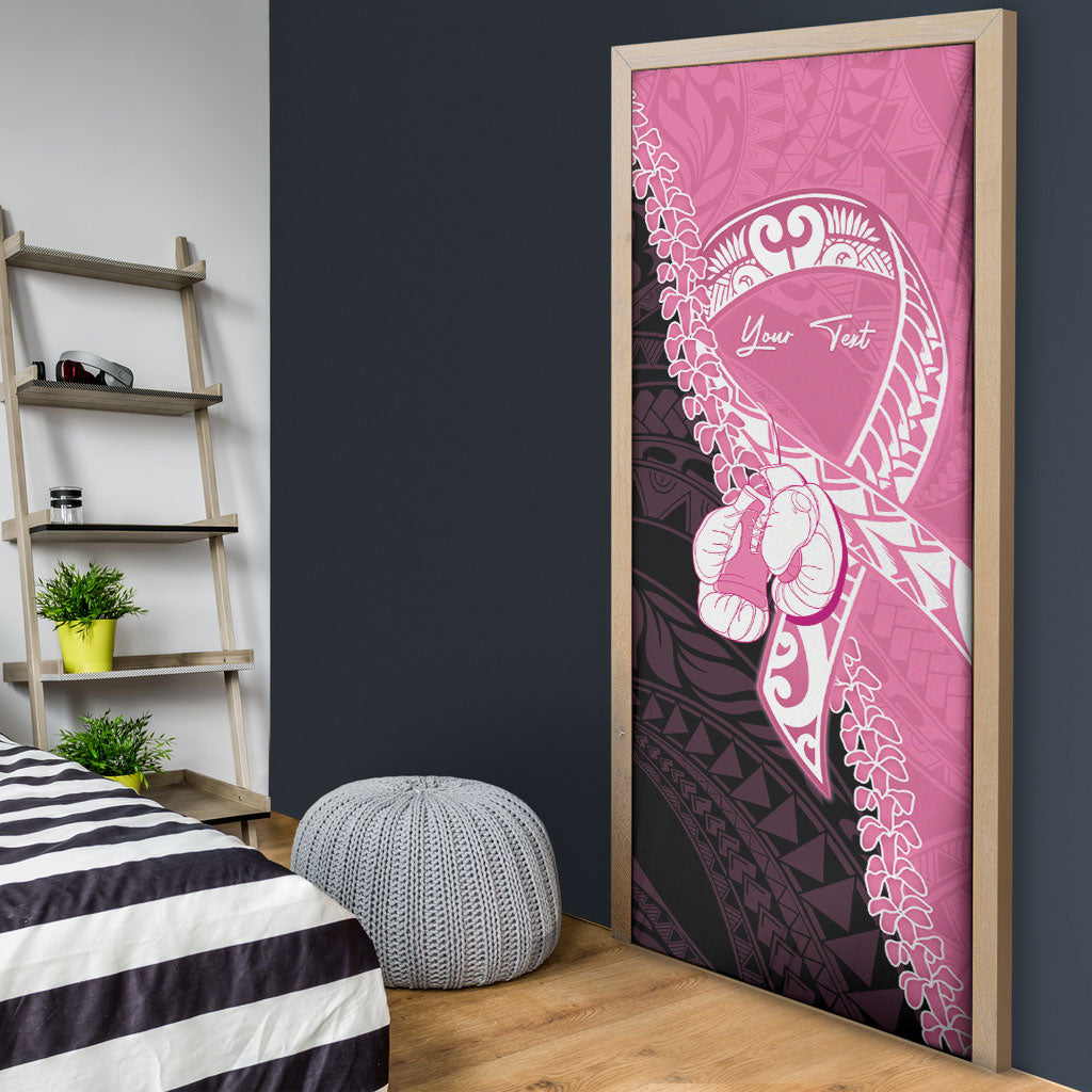 Personalised Polynesia Breast Cancer Awareness Door Cover Fight With Hope Pink Ribbon Boxing Gloves