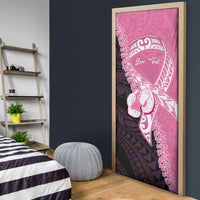 Personalised Polynesia Breast Cancer Awareness Door Cover Fight With Hope Pink Ribbon Boxing Gloves