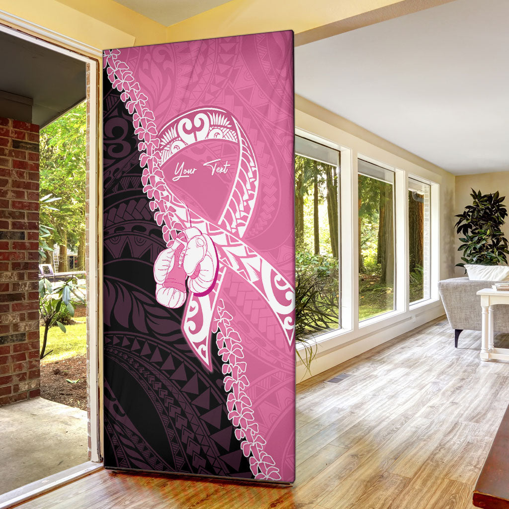 Personalised Polynesia Breast Cancer Awareness Door Cover Fight With Hope Pink Ribbon Boxing Gloves