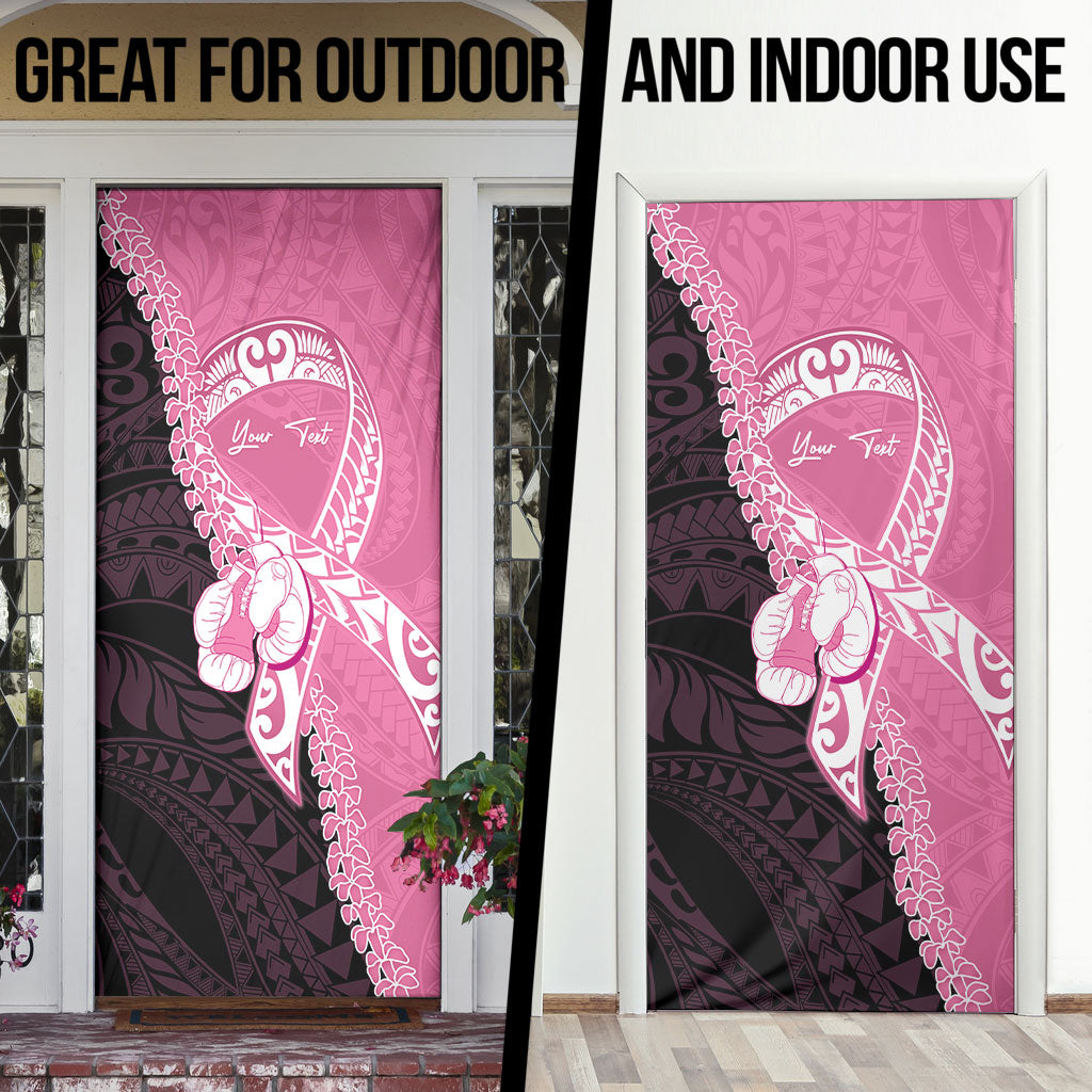 Personalised Polynesia Breast Cancer Awareness Door Cover Fight With Hope Pink Ribbon Boxing Gloves
