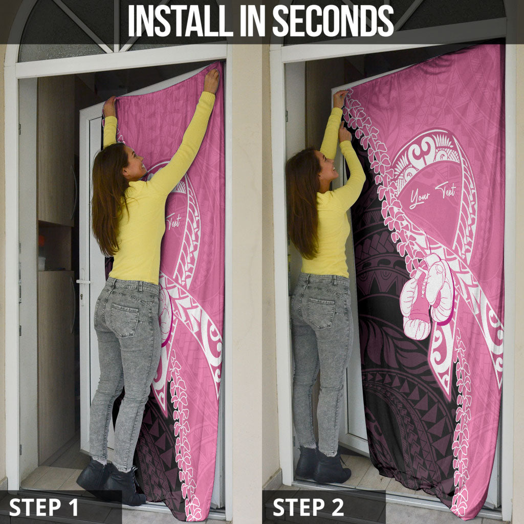 Personalised Polynesia Breast Cancer Awareness Door Cover Fight With Hope Pink Ribbon Boxing Gloves