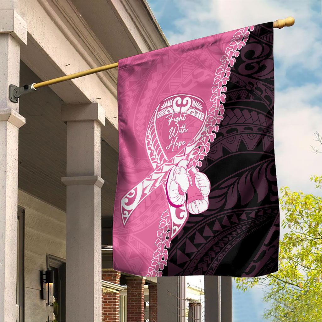 Polynesia Breast Cancer Awareness Garden Flag Fight With Hope Pink Ribbon Boxing Gloves