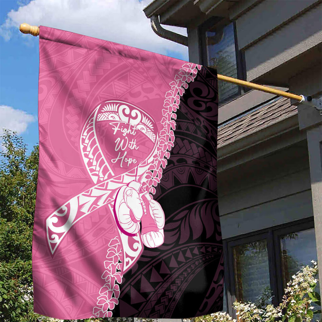 Polynesia Breast Cancer Awareness Garden Flag Fight With Hope Pink Ribbon Boxing Gloves
