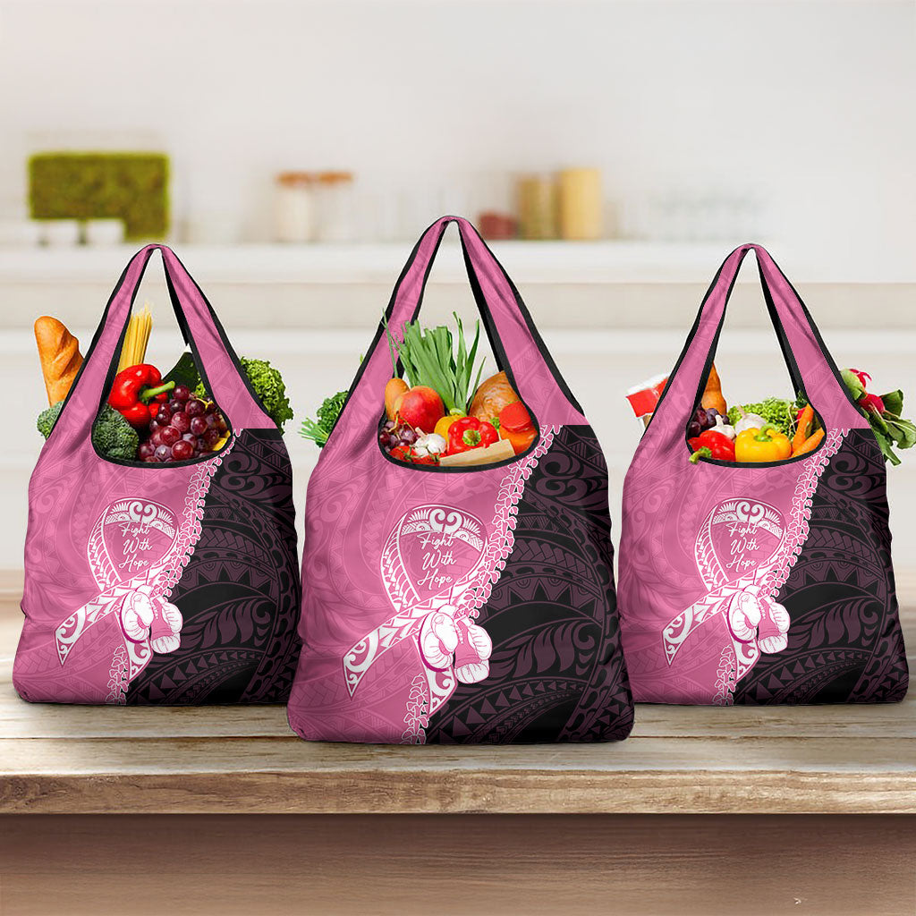 Polynesia Breast Cancer Awareness Grocery Bag Fight With Hope Pink Ribbon Boxing Gloves