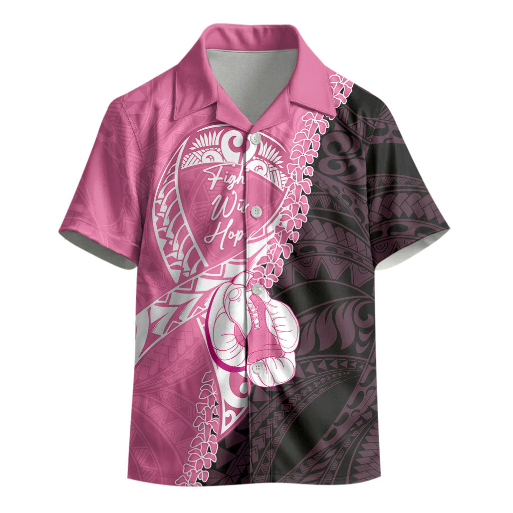 Personalised Polynesia Breast Cancer Awareness Kid Hawaiian Shirt Fight With Hope Pink Ribbon Boxing Gloves