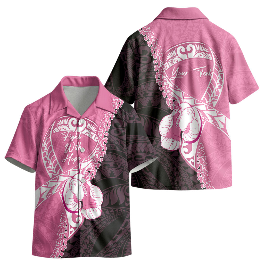 Personalised Polynesia Breast Cancer Awareness Kid Hawaiian Shirt Fight With Hope Pink Ribbon Boxing Gloves