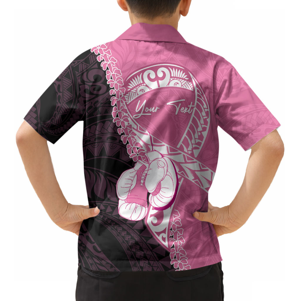 Personalised Polynesia Breast Cancer Awareness Kid Hawaiian Shirt Fight With Hope Pink Ribbon Boxing Gloves