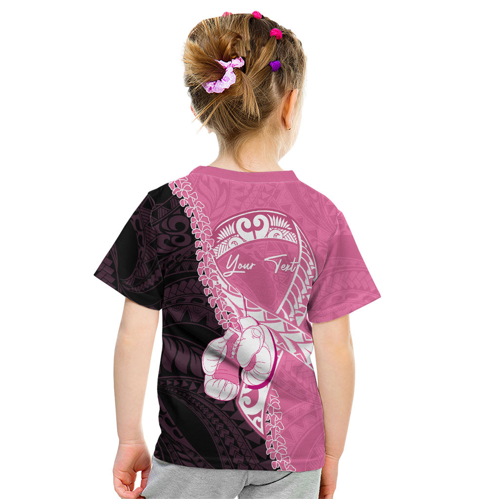 Personalised Polynesia Breast Cancer Awareness Kid T Shirt Fight With Hope Pink Ribbon Boxing Gloves