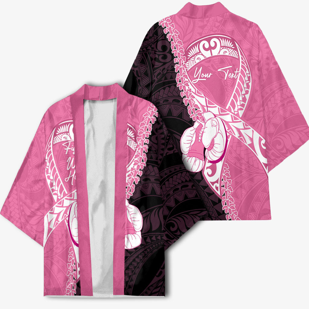 Personalised Polynesia Breast Cancer Awareness Kimono Fight With Hope Pink Ribbon Boxing Gloves