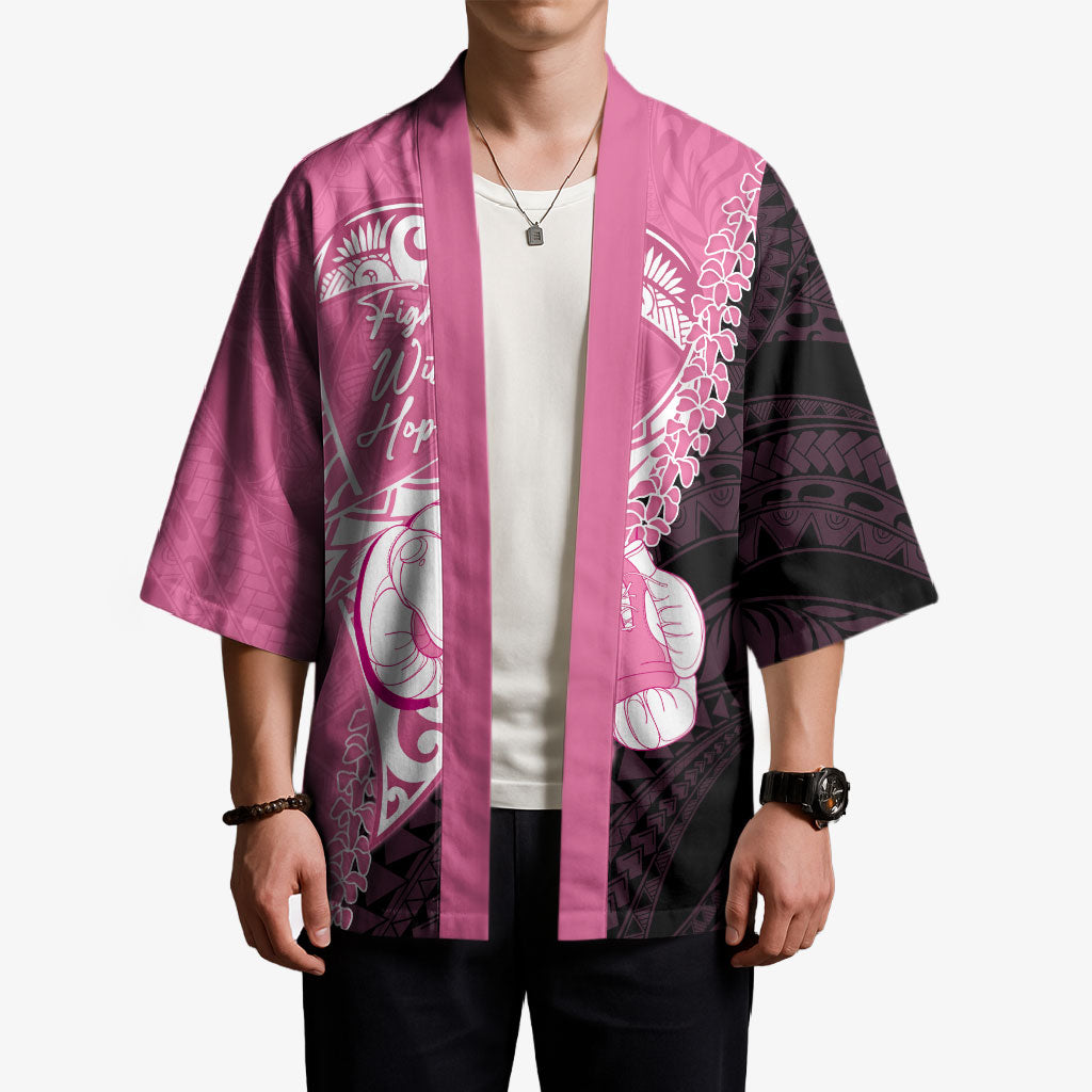 Personalised Polynesia Breast Cancer Awareness Kimono Fight With Hope Pink Ribbon Boxing Gloves