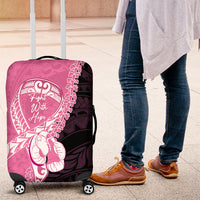 Polynesia Breast Cancer Awareness Luggage Cover Fight With Hope Pink Ribbon Boxing Gloves