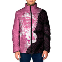 Personalised Polynesia Breast Cancer Awareness Padded Jacket Fight With Hope Pink Ribbon Boxing Gloves