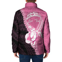 Personalised Polynesia Breast Cancer Awareness Padded Jacket Fight With Hope Pink Ribbon Boxing Gloves