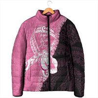 Personalised Polynesia Breast Cancer Awareness Padded Jacket Fight With Hope Pink Ribbon Boxing Gloves
