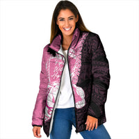 Personalised Polynesia Breast Cancer Awareness Padded Jacket Fight With Hope Pink Ribbon Boxing Gloves