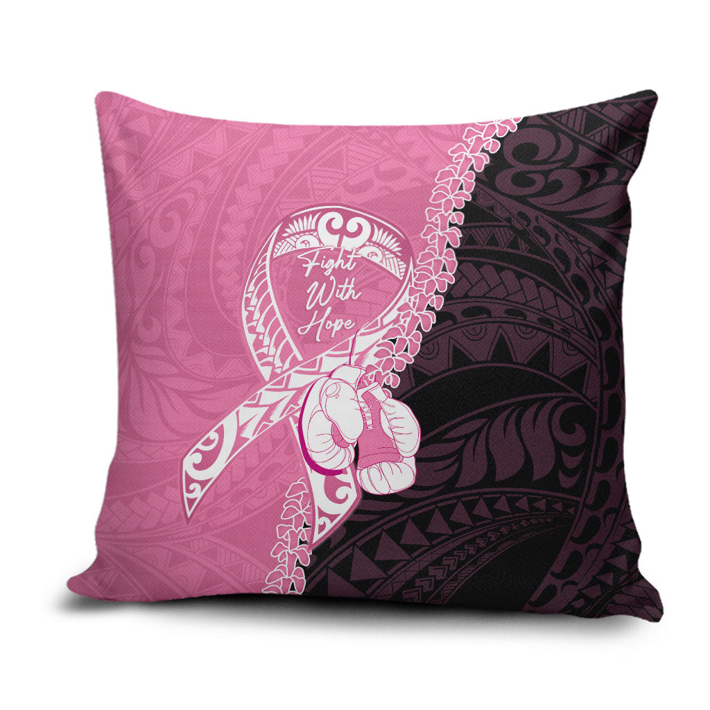 Polynesia Breast Cancer Awareness Pillow Cover Fight With Hope Pink Ribbon Boxing Gloves