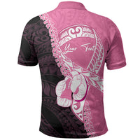 Personalised Polynesia Breast Cancer Awareness Polo Shirt Fight With Hope Pink Ribbon Boxing Gloves