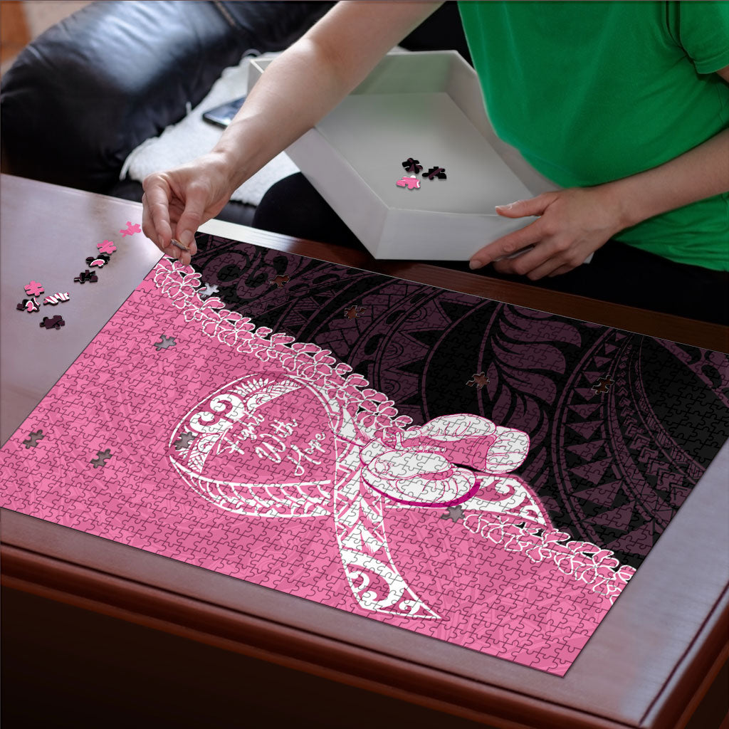 Polynesia Breast Cancer Awareness Puzzle Fight With Hope Pink Ribbon Boxing Gloves