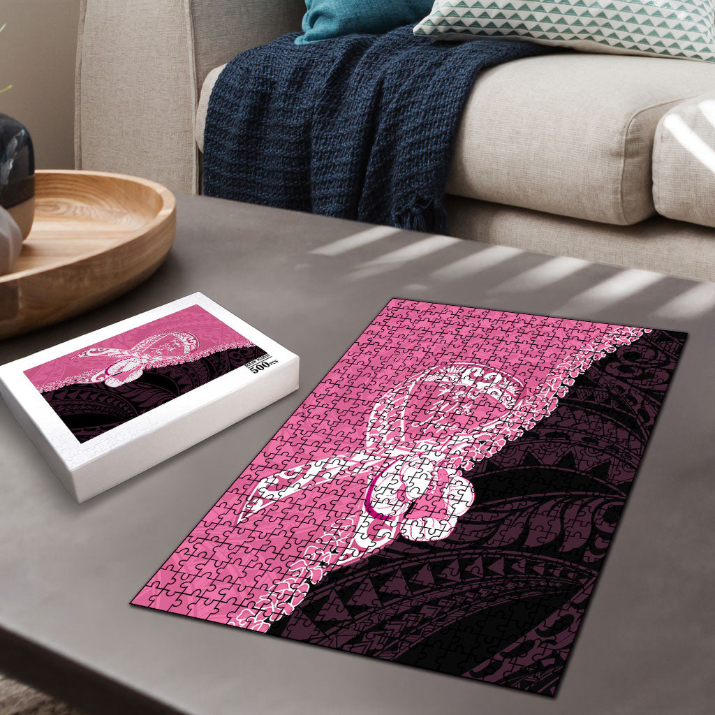 Polynesia Breast Cancer Awareness Puzzle Fight With Hope Pink Ribbon Boxing Gloves