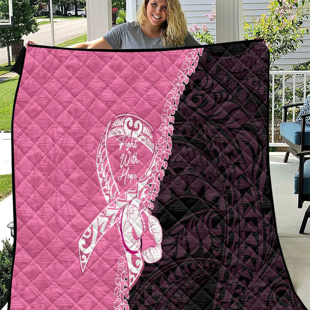 Polynesia Breast Cancer Awareness Quilt Fight With Hope Pink Ribbon Boxing Gloves