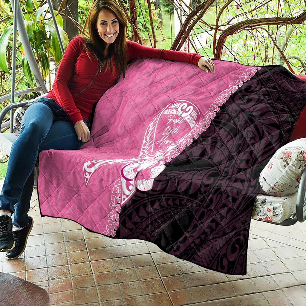 Polynesia Breast Cancer Awareness Quilt Fight With Hope Pink Ribbon Boxing Gloves