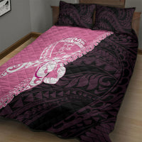 Polynesia Breast Cancer Awareness Quilt Bed Set Fight With Hope Pink Ribbon Boxing Gloves