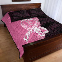 Polynesia Breast Cancer Awareness Quilt Bed Set Fight With Hope Pink Ribbon Boxing Gloves