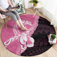 Polynesia Breast Cancer Awareness Round Carpet Fight With Hope Pink Ribbon Boxing Gloves