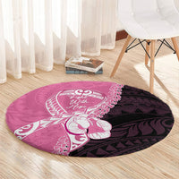 Polynesia Breast Cancer Awareness Round Carpet Fight With Hope Pink Ribbon Boxing Gloves