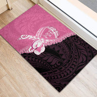 Polynesia Breast Cancer Awareness Rubber Doormat Fight With Hope Pink Ribbon Boxing Gloves